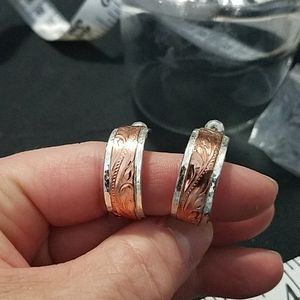 Silver and Copper Western Earrings